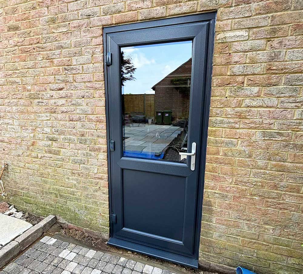 pedestrian door in anthracite grey