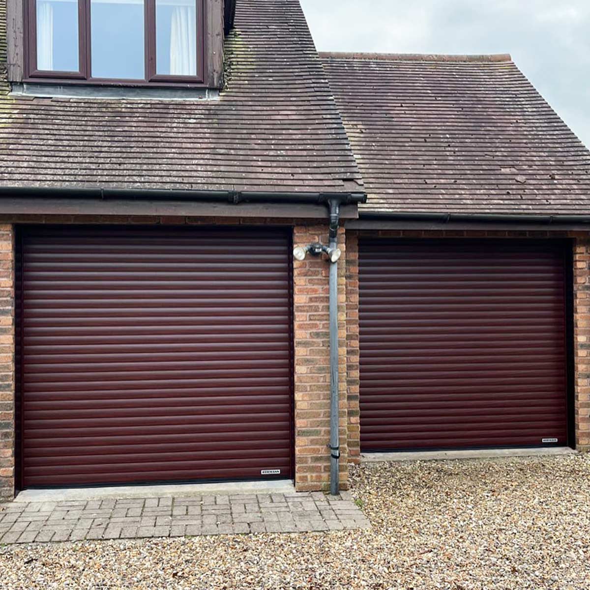 Rosewood roller shutter garage door